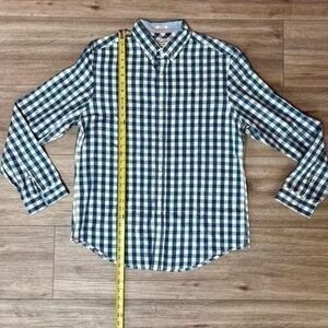 Original Penguin Men's Blue Plaid Classic Fit Long Sleeves Button Up Shirt Large